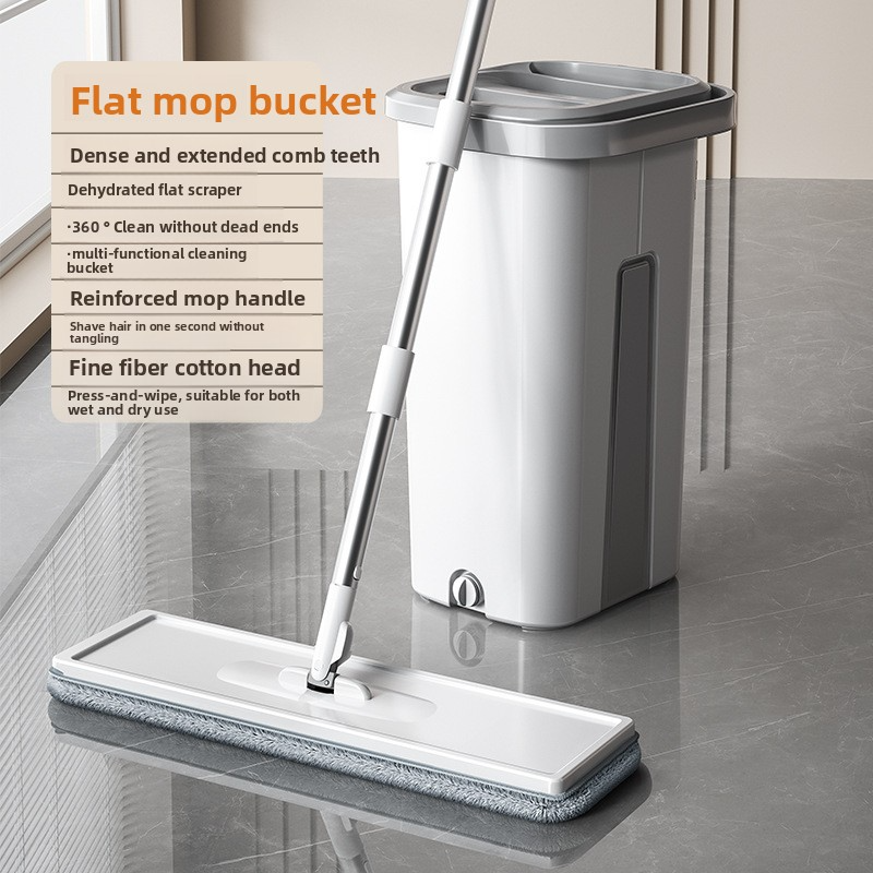 Hands-free large-sized household flat mop