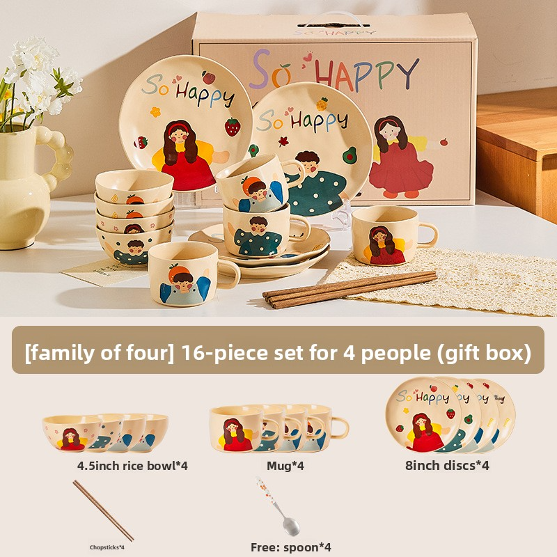 Cute ceramic bowl parent-child household set