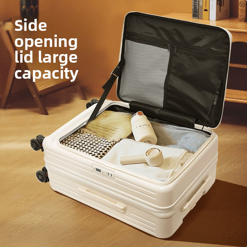 Side-opening expandable multi-functional trolley case