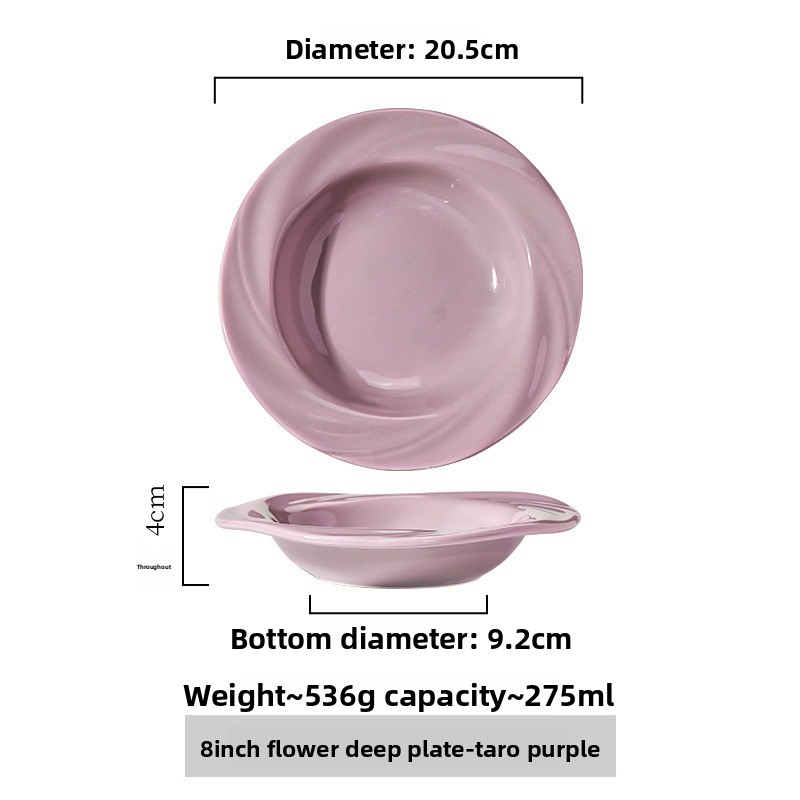 Household ceramic bowls and dishes - 8-inch fruit plate and dinner plate