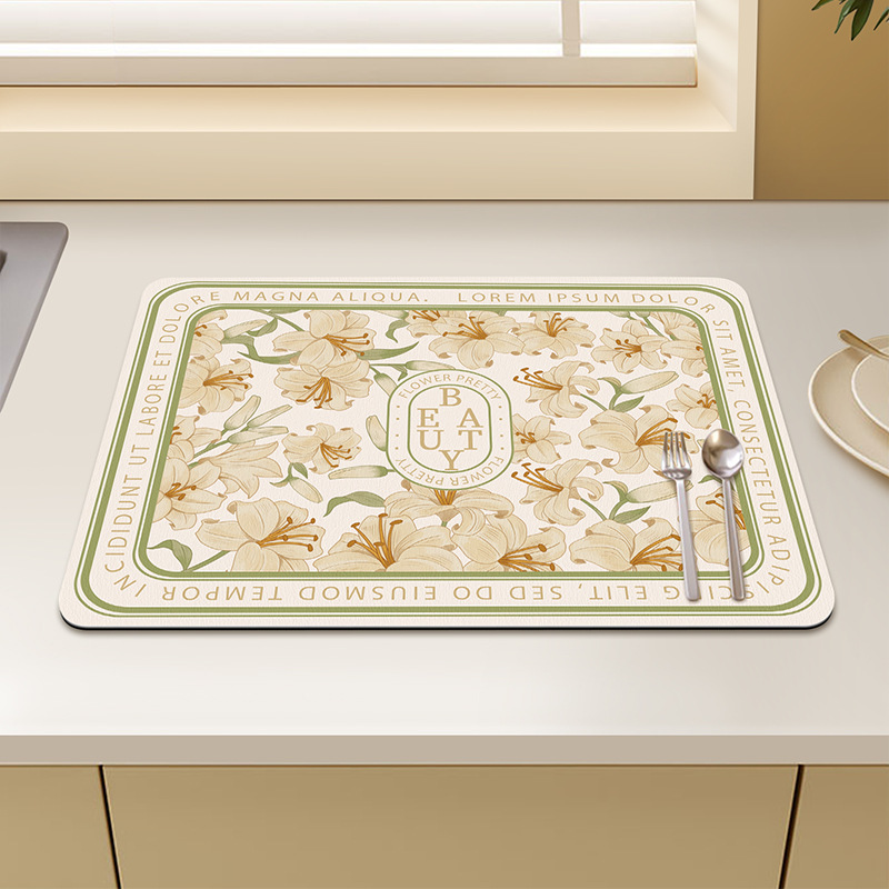 Kitchen draining mat, countertop diatomaceous earth water-absorbing mat