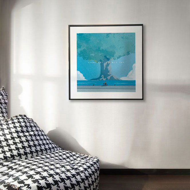 Minimalist red architectural art painting