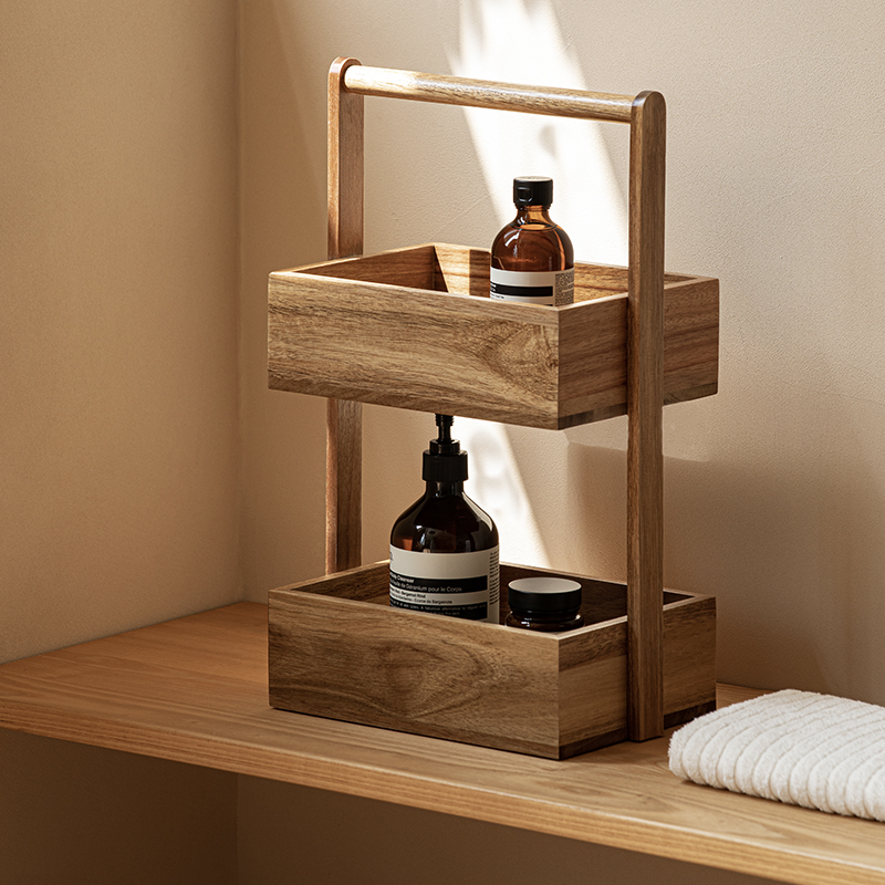 Double-layer solid wood shelf