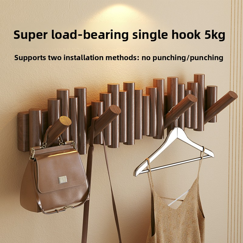 Solid wood piano key coat rack without drilling holes