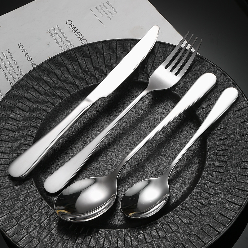 Stainless steel thickened knife, fork and spoon tableware