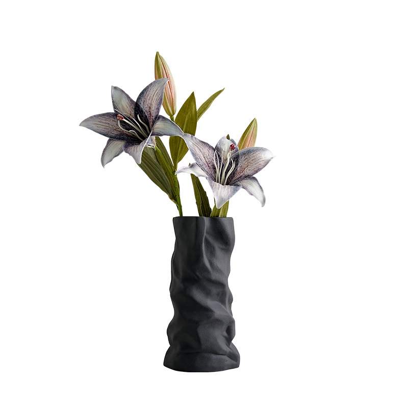 Black and white pleated vase decoration