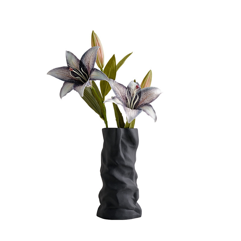 Black and white pleated vase decoration
