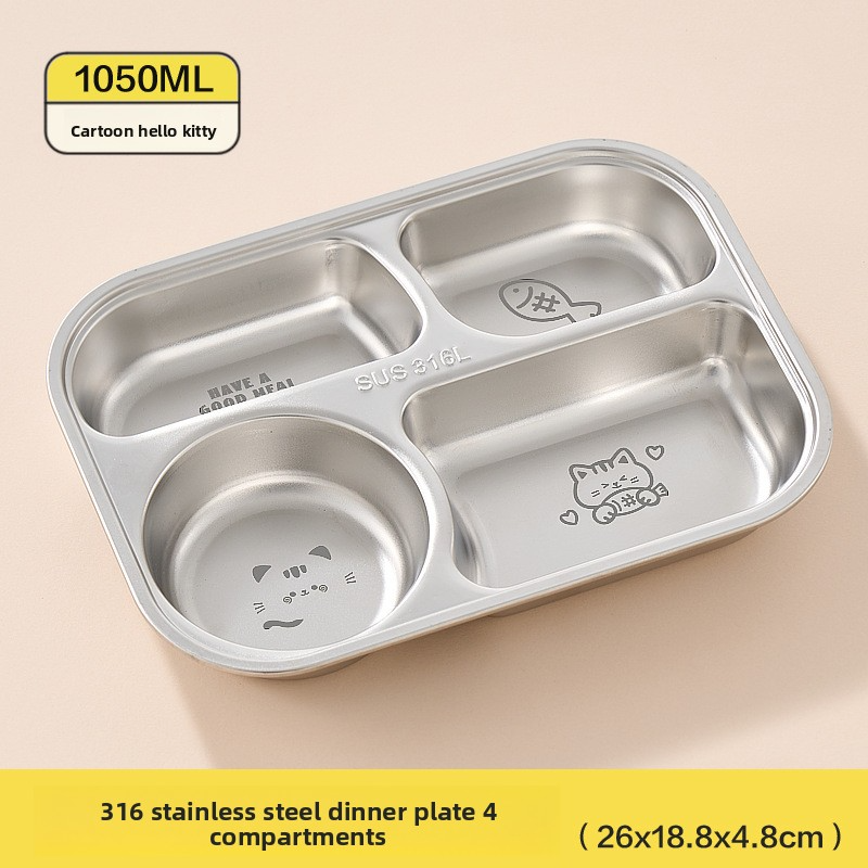 316 stainless steel fast food plate, children's baby divided plate