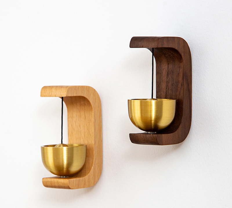 Brass bell, letter C-shaped magnetic suction hanging doorbell