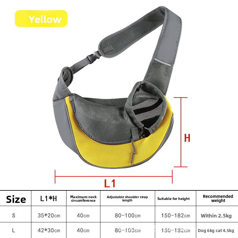 Crossbody pet bag for outdoor use, portable with breathable mesh