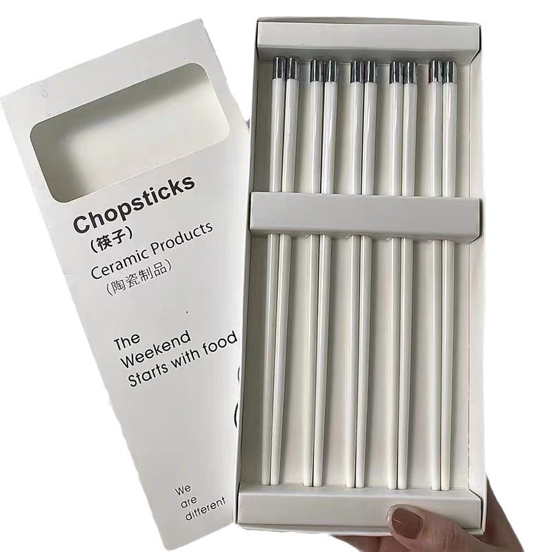 Ceramic chopsticks, 5 pairs gift box set for home use