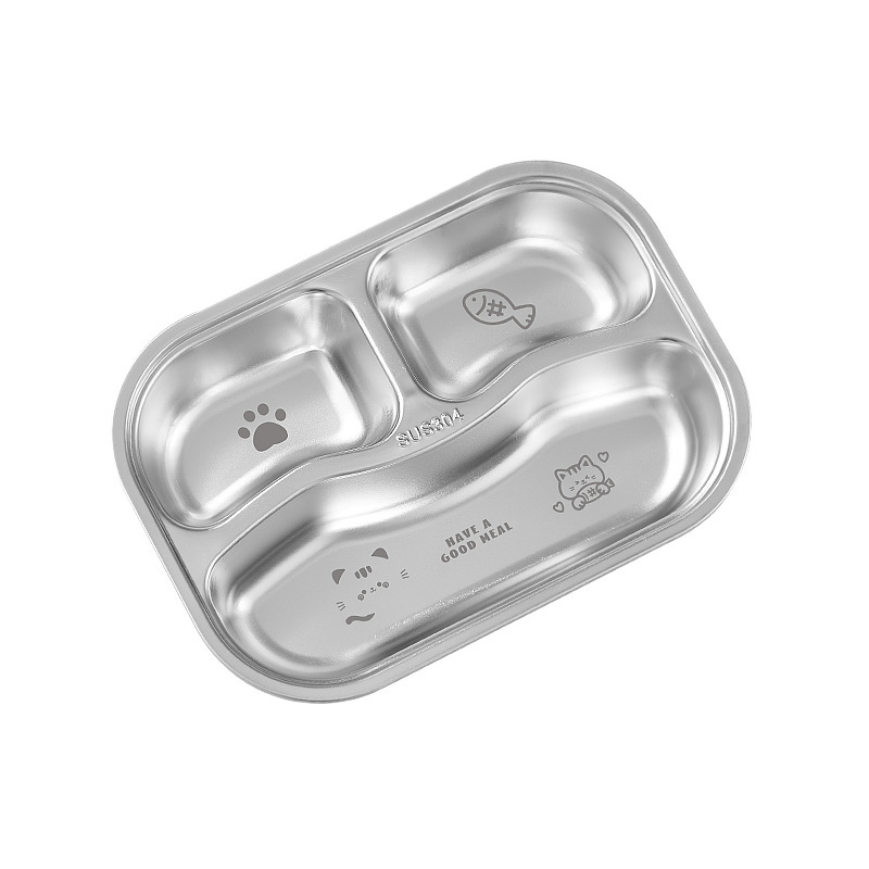 316 stainless steel fast food plate, children's baby divided plate