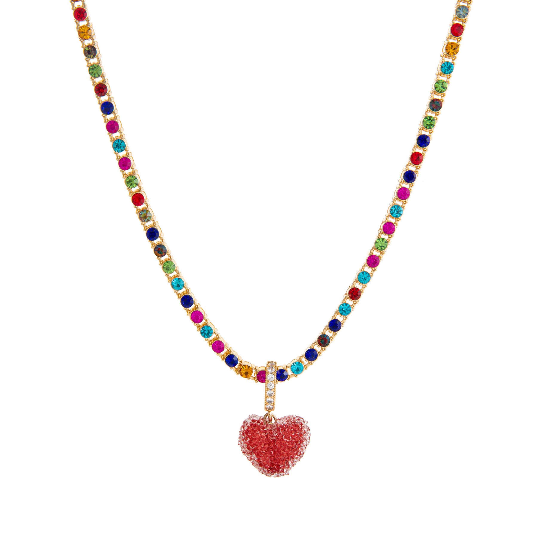 Design-inspired colorful candy heart resin necklace