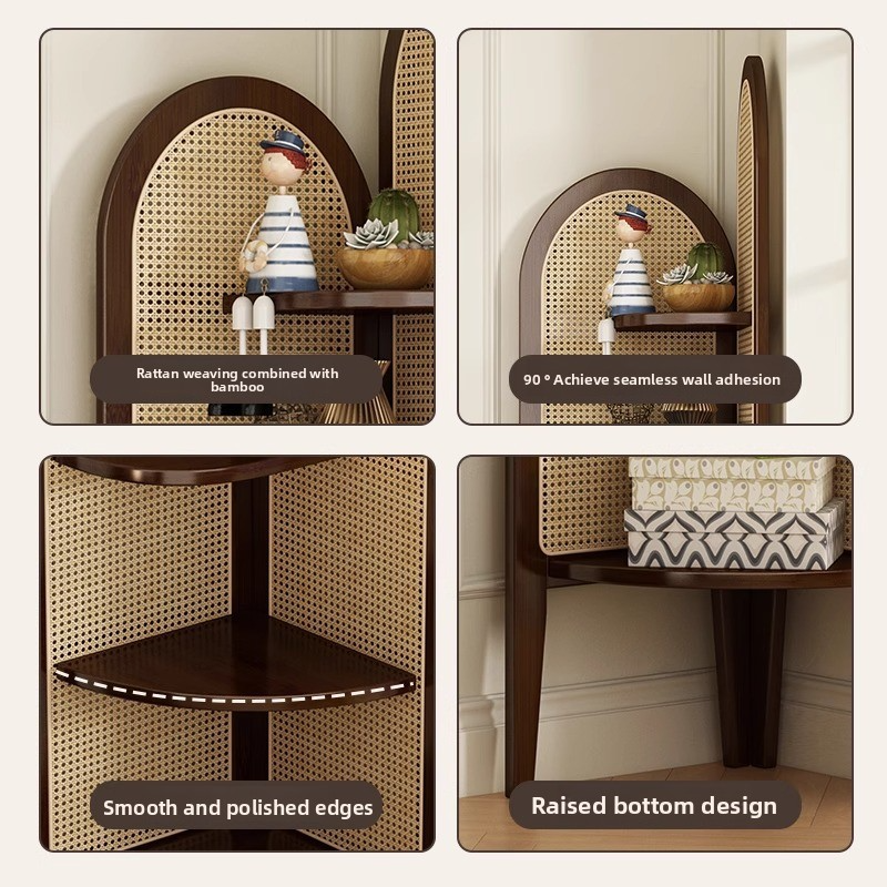 Vintage solid wood triangular corner cabinet shelf