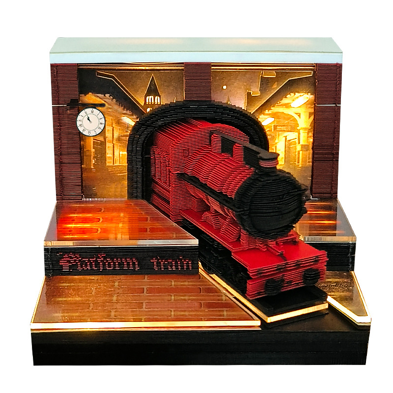 Harry Potter Magic Train Paper Carving 3D Stereo Sticky Note Book
