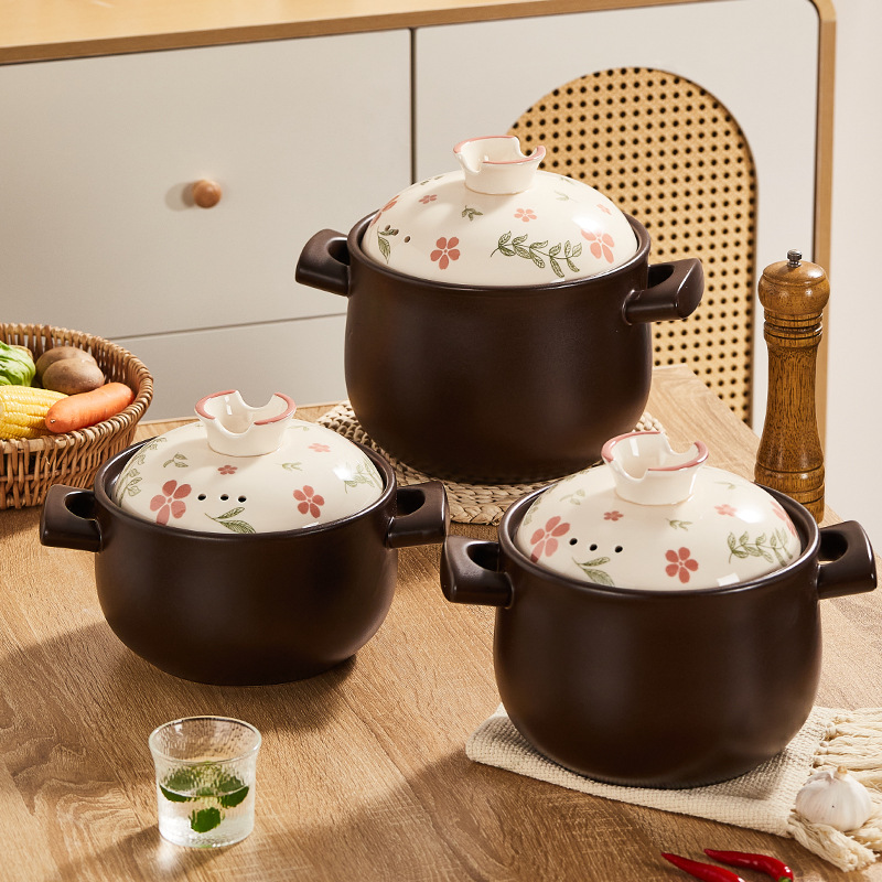 Clay pot stew pot for home use, gas stove compatible, high-temperature resistant ceramic soup pot, specially designed for gas stove open flame use