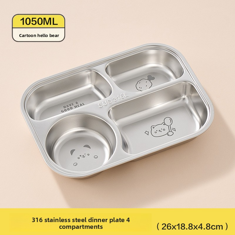316 stainless steel fast food plate, children's baby divided plate