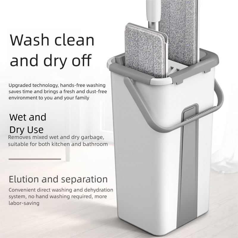 Hands-free large-sized household flat mop