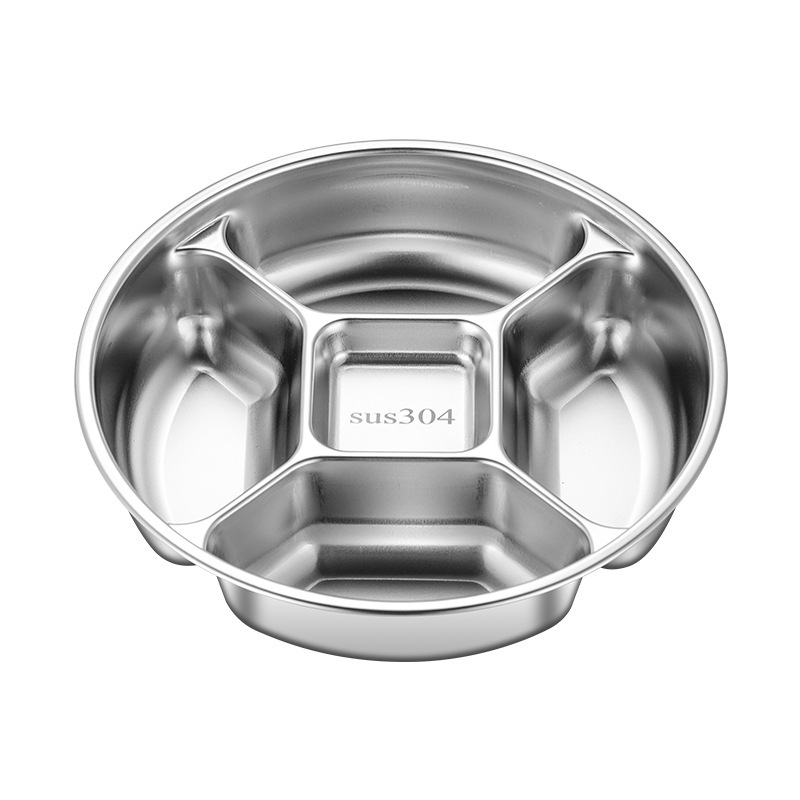 304, 316 Stainless Steel Five-Compartment Side Dish Plate, Food-Grade Fruit Plate, Snack Plate