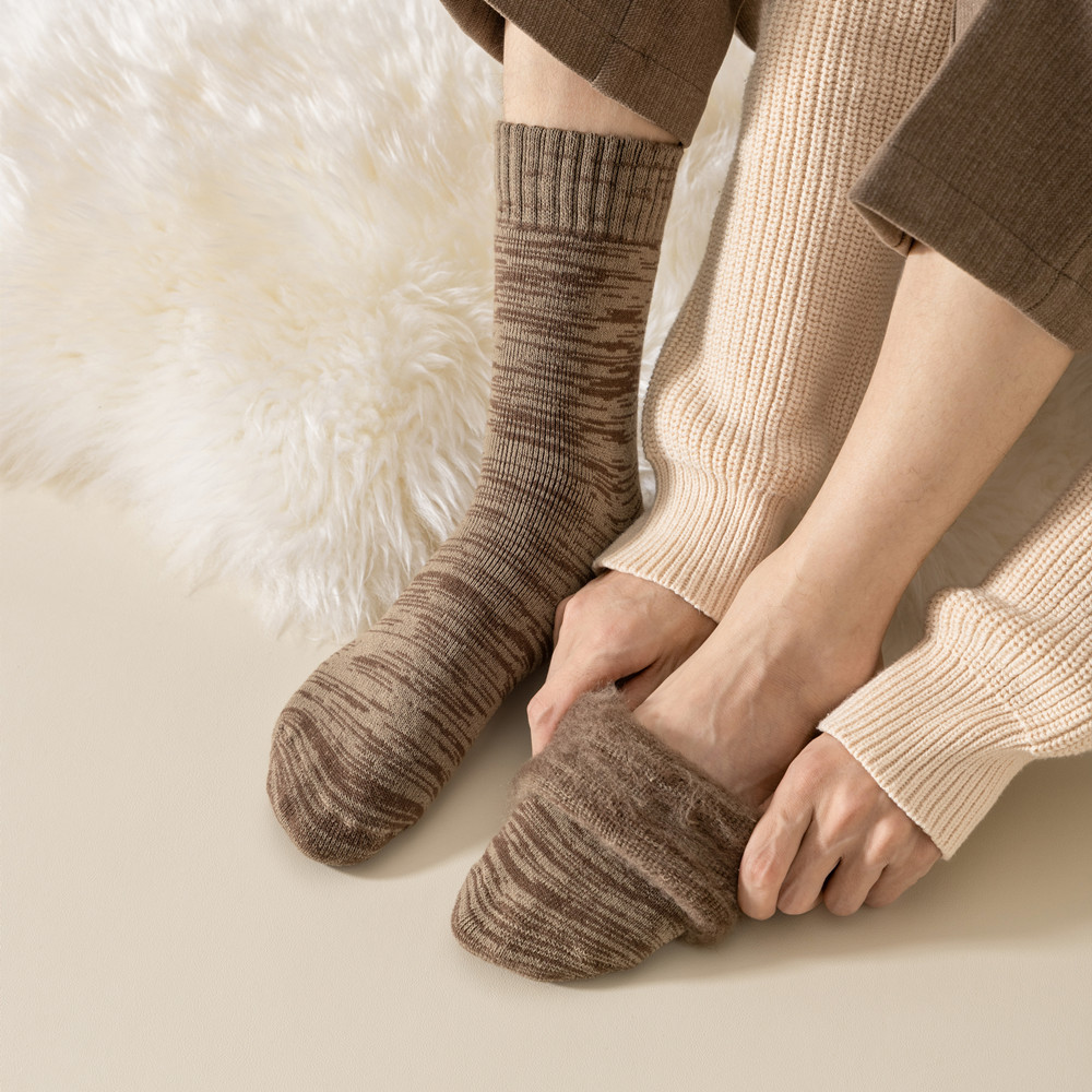 Winter fleece-lined thickened warm socks
