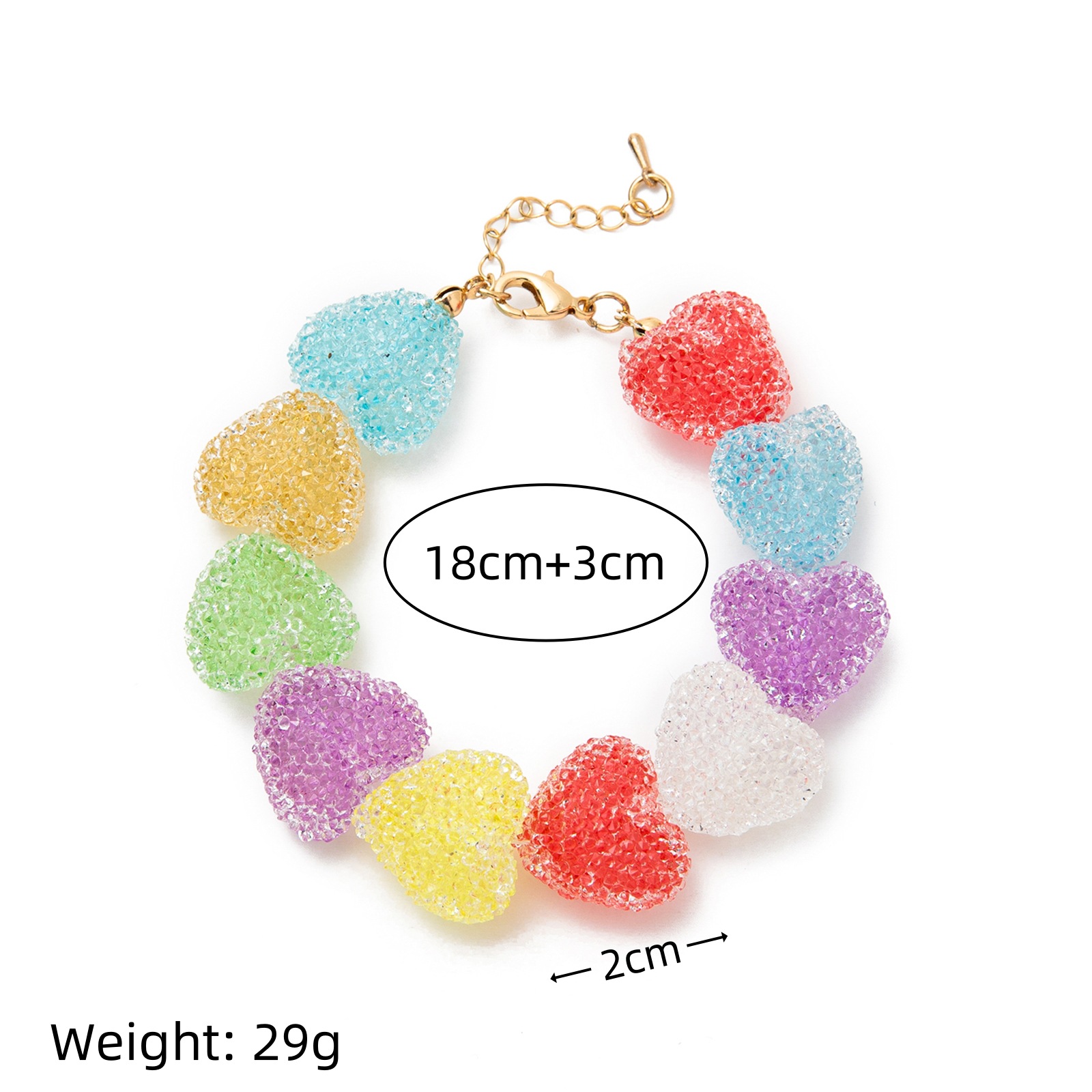 Design-inspired colorful candy heart resin necklace