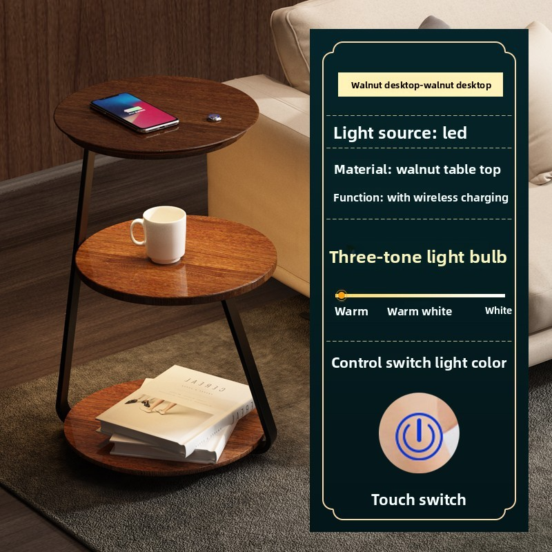 Creative floor lamp with wireless charging, beside the sofa, bedside table