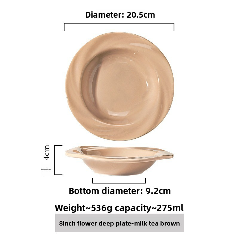 Household ceramic bowls and dishes - 8-inch fruit plate and dinner plate