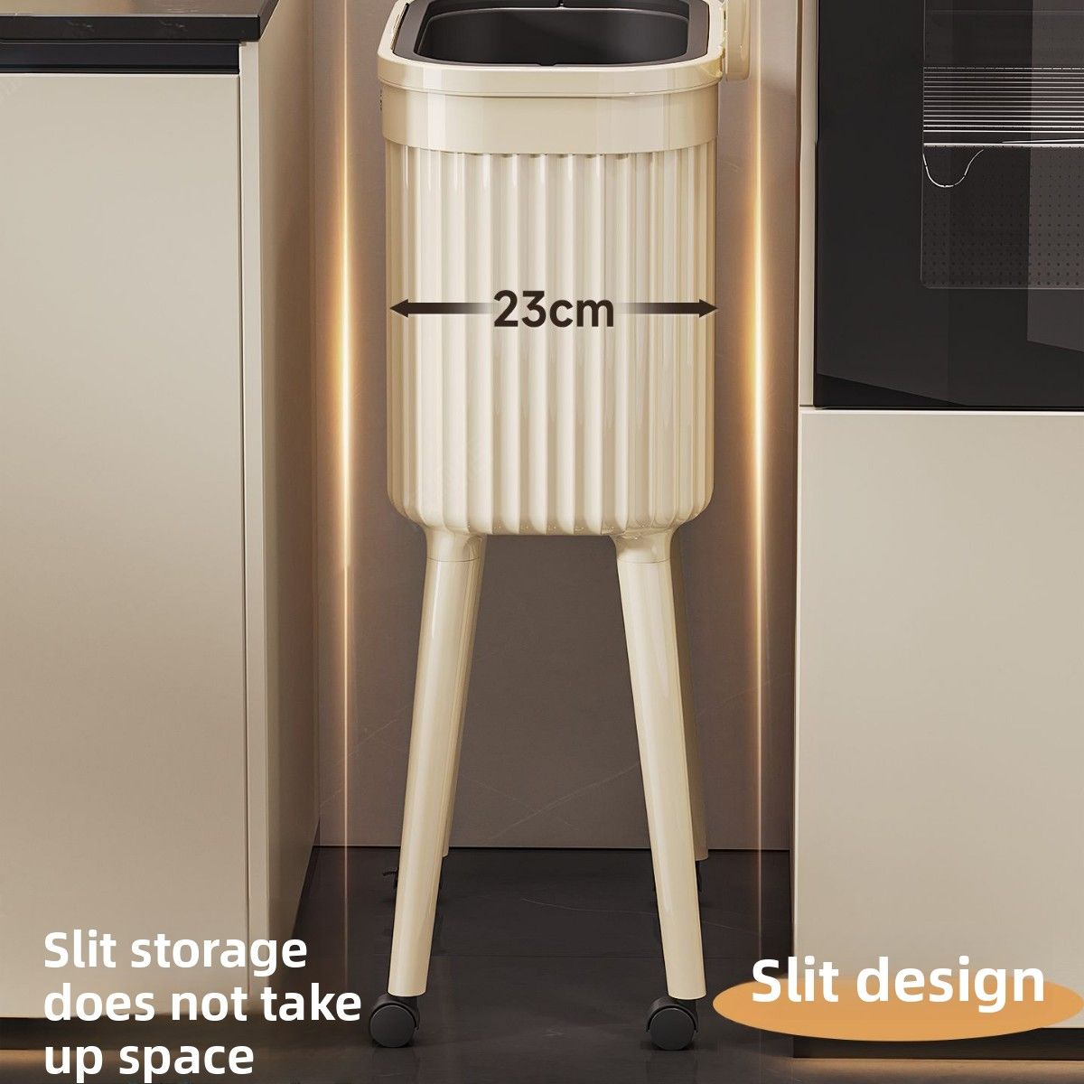 Large-capacity mobile wheeled high-foot trash can for living room, bedroom, kitchen and bathroom, no need to bend down for home use
