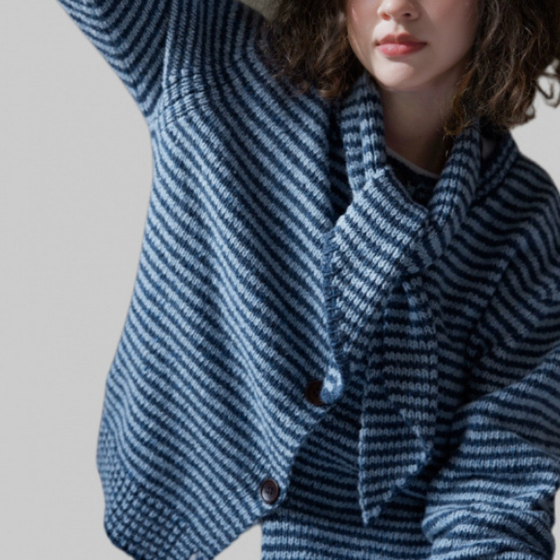 2025 Autumn/Winter New Striped Scarf Sweater Cardigan