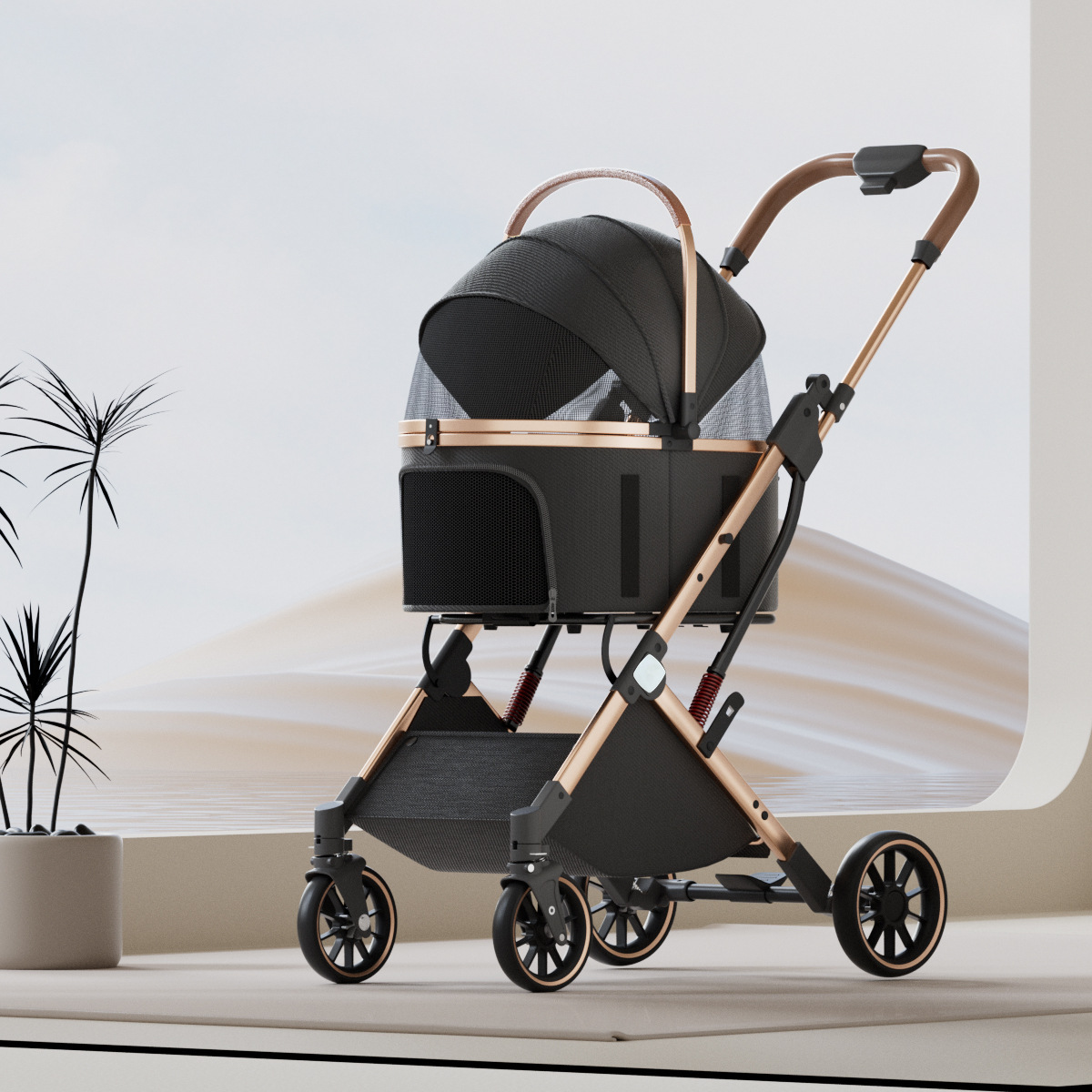 Multifunctional detachable high-end pet stroller