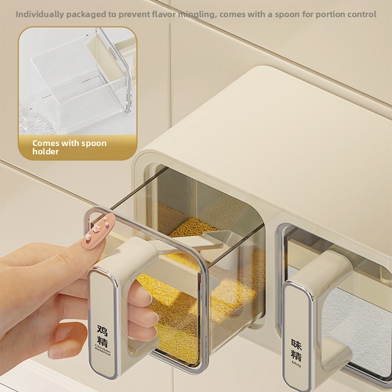 High-end household wall-mounted condiment storage set, which can store seasonings such as salt and monosodium glutamate