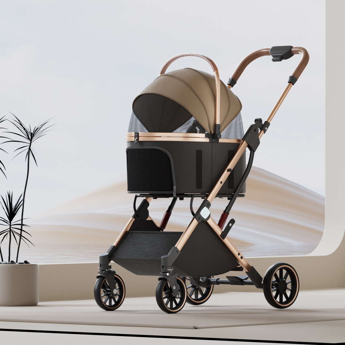 Multifunctional detachable high-end pet stroller