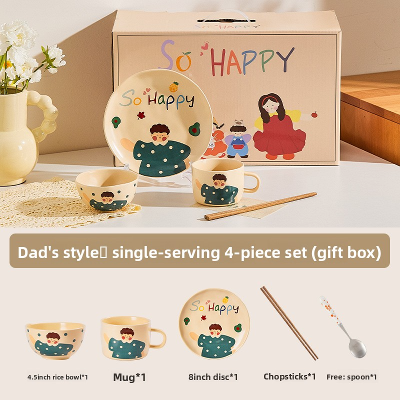 Cute ceramic bowl parent-child household set
