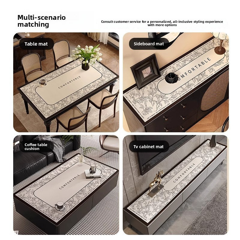 Dining table mat and tablecloth: waterproof, oil-proof, heat-resistant, wash-free, coffee table surface protector
