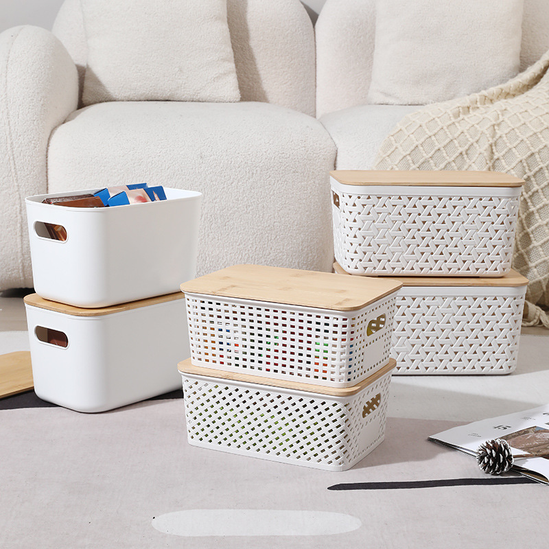 Hollowed-out woven storage basket