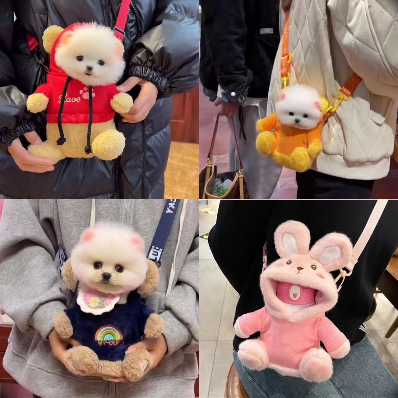 Pet Open-Head Single-Shoulder Outdoor Bear Crossbody Bag