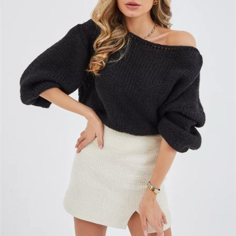 2025 Autumn/Winter Off-the-shoulder Pullover Sweater