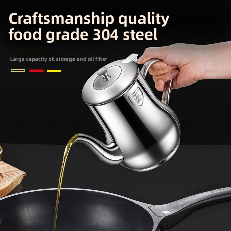 304 stainless steel household oil storage pot/bottle with filter screen and large capacity