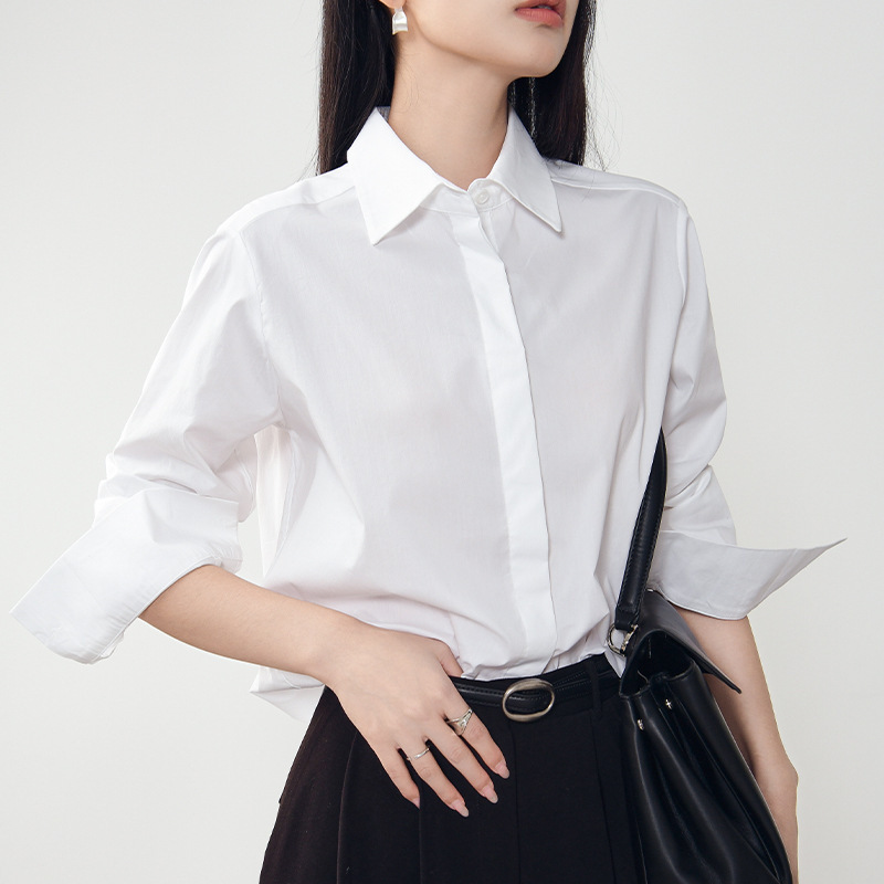 New autumn solid-color long-sleeved shirts