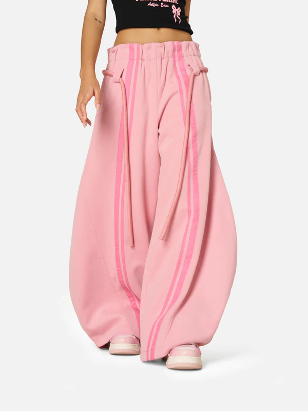 Solid color belt casual wide-leg pants