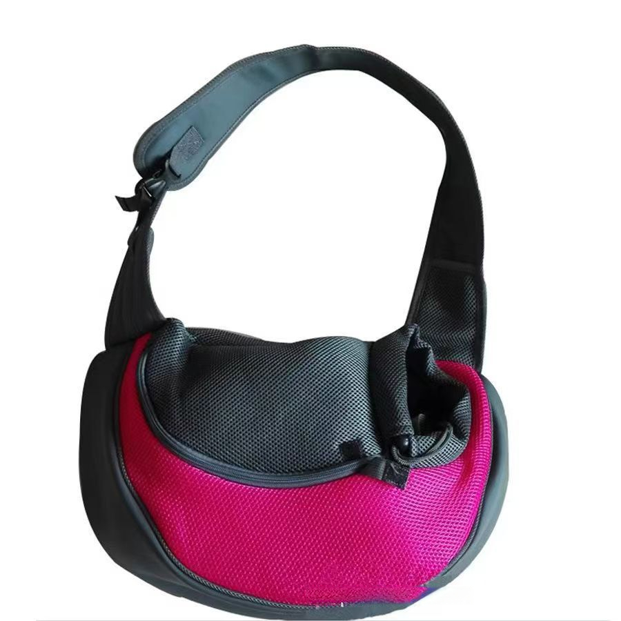 Crossbody pet bag for outdoor use, portable with breathable mesh