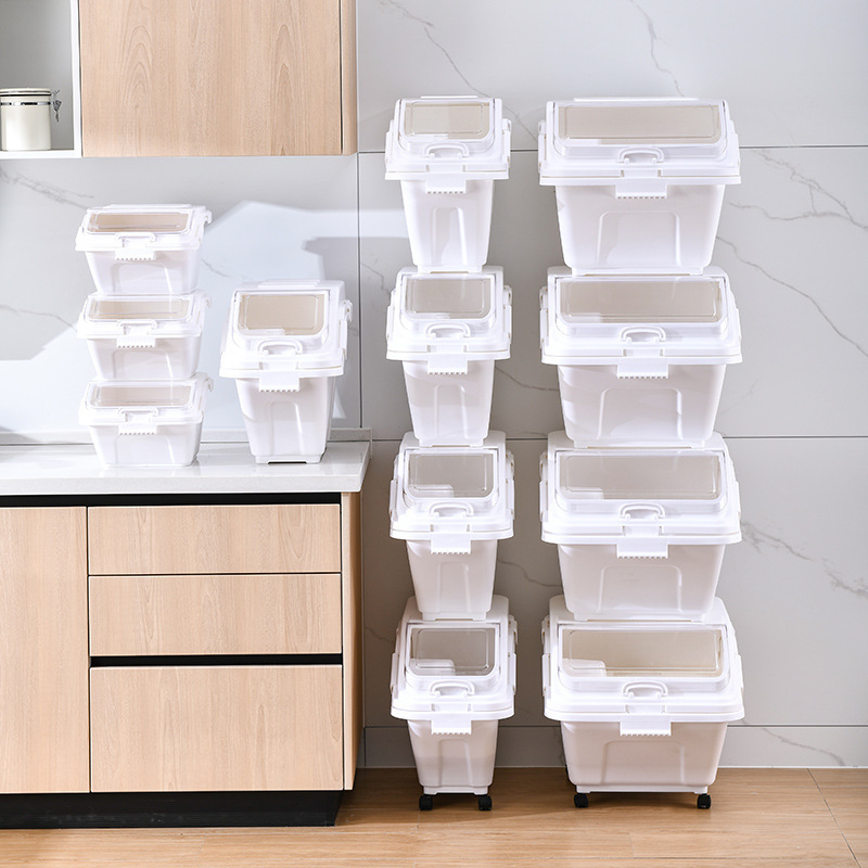 Large-capacity kitchen plastic rice bucket storage box