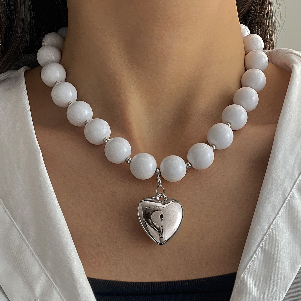 Round Bead Heart Pendant