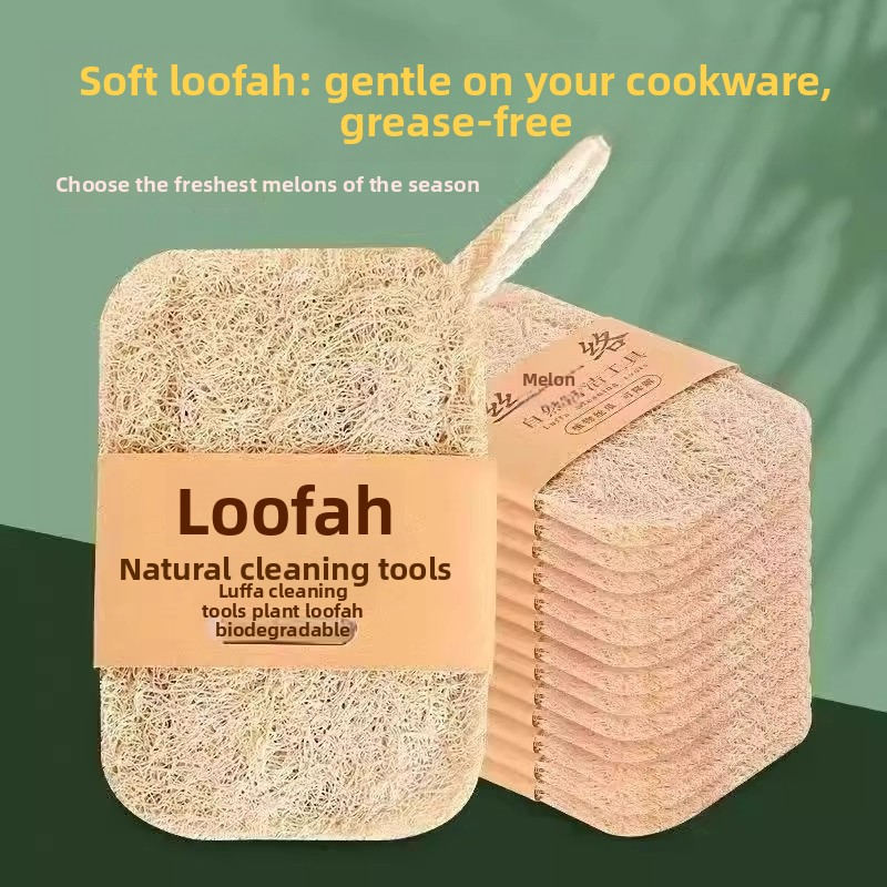 Natural Loofah Sponge Dishwashing Brush Pot Scrubber Magic Tool