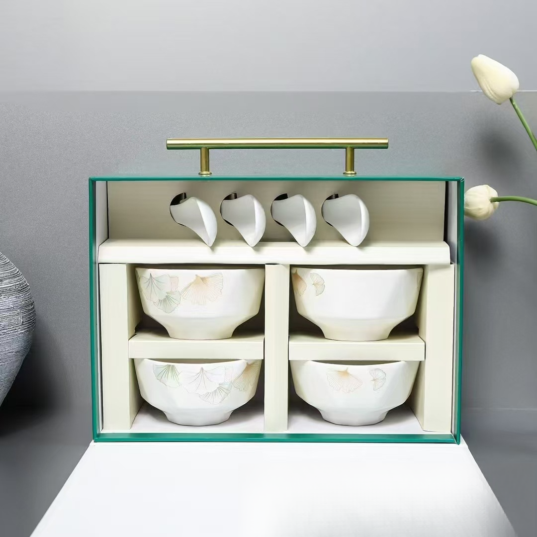 Happy Time Eight-Piece Ceramic Tableware Gift Box Set