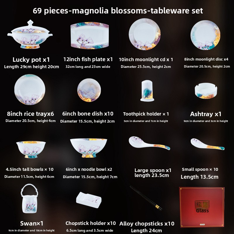 Jingdezhen Ceramic Tableware Bowl and Plate Set