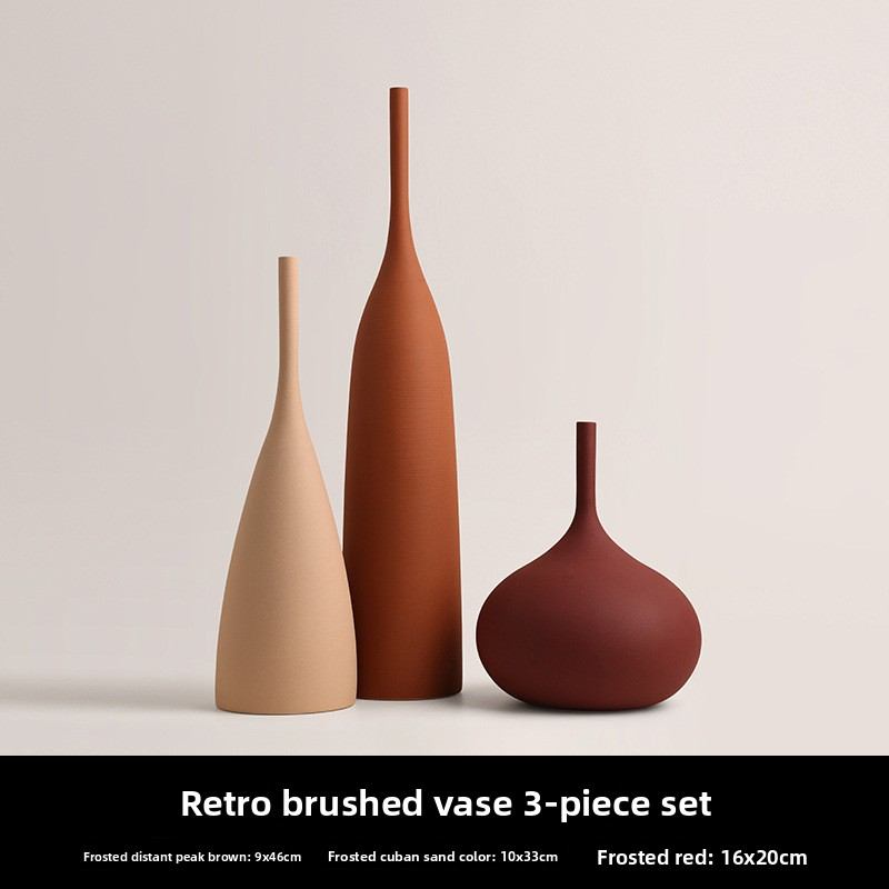 Handmade brushed retro wabi-sabi ceramic vase