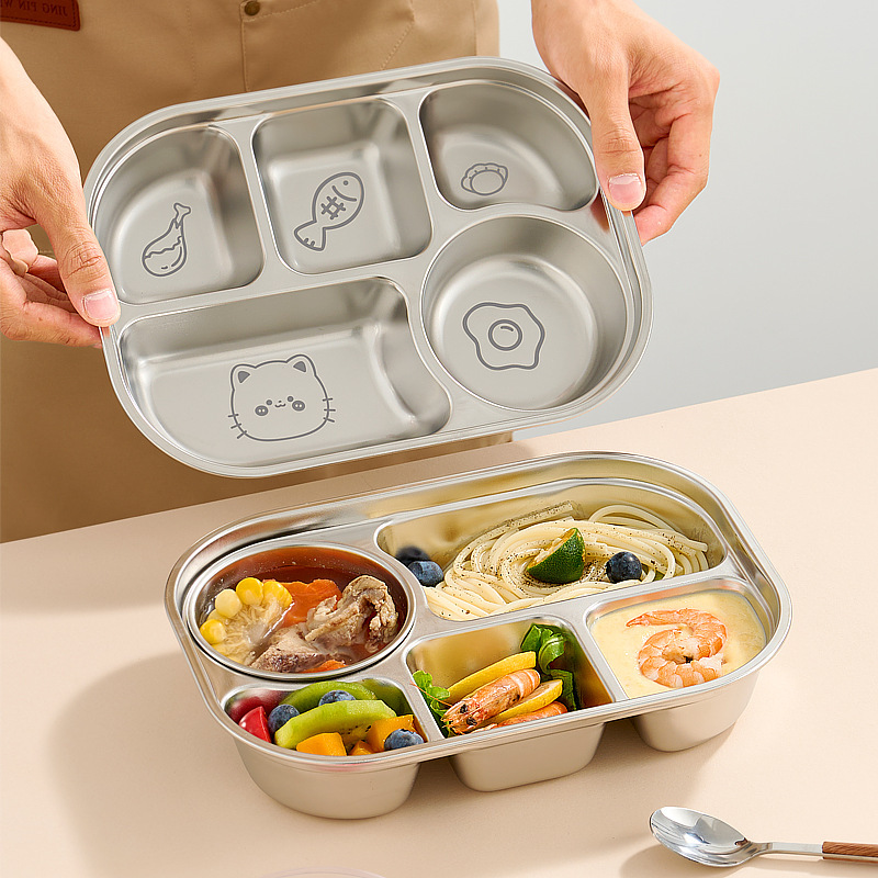 316 stainless steel fast food plate, children's baby divided plate