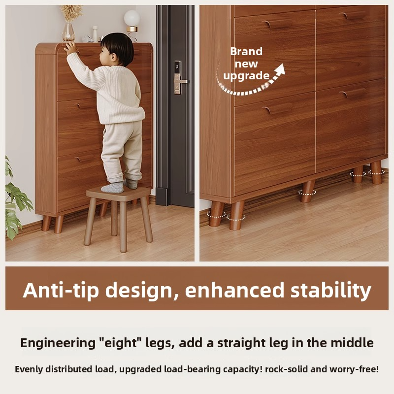 Ultra-thin tipping bucket shoe cabinet