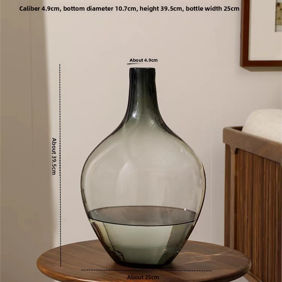 Large-bellied transparent glass vase